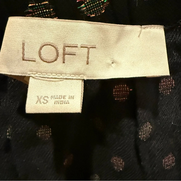 Ann Taylor LOFT Womens Black Polka Dot Off Shoulder Long Sleeve Blouse XS Boho - Picture 7 of 8